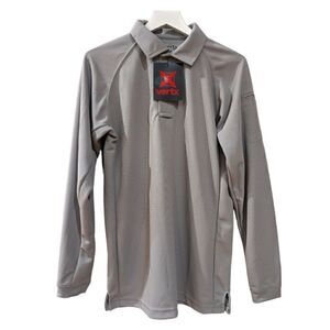 NWT (2) Vertx Tactical Men's Light Grey Textured Long Sleeve Polo Shirt Size S